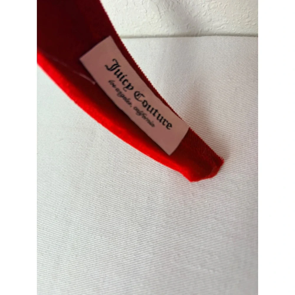 Juicy Couture Red Velvet Padded Headband Rhinestone Logo Y2K Hair Accessory NEW